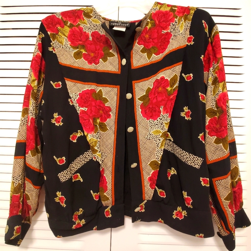 Stylish button up floral hooded long sleeve shirt jacket